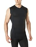 TM-MUV06-BLK_Medium Tesla Men's V Neck Sleeveless Cool Dry Compression Muscle Tank Baselayer MUV06