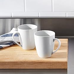 Amazon Basics Porcelain, 12 oz Coffee Mug Set, 12