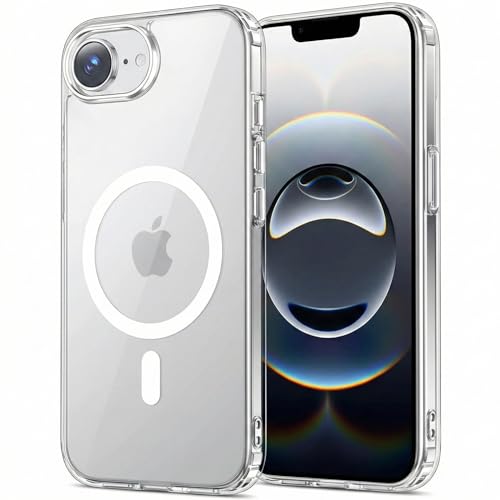 Capa para [iPhone 16E] e [iPhone 17E] Capinha Magnetica Premium com [Proteção de Câmera] Clear Case Transparente [Anti-Amarelamento], Compatível com MagSafe Slim e Anti Impacto