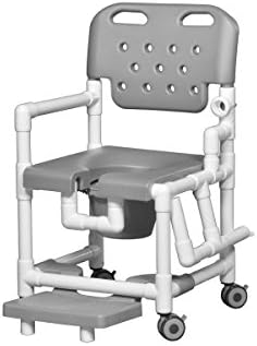 Elite Shower Chair Commode with Footrest &amp; Left Arm Drop Gray