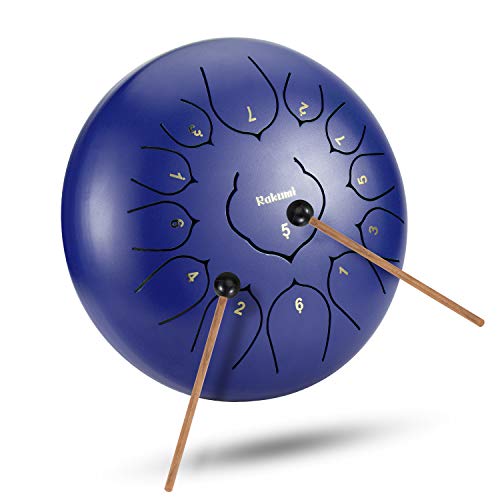 Steel Tongue Drum-13 Note 12 Inch Percussion Instrument Lotus Hand Pan Drum C key with Drum Mallets Carry Bag…