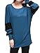 Allegra K Women's Color Block Batwing Sleeves Loose Tunic Top L Blue (US 14)