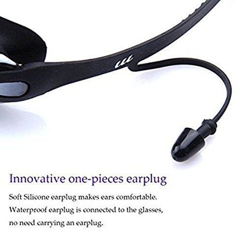 Mai Poetry Swimming Goggles + Swim Cap + Nose Clip + Ear Plugs,Swim Goggles Anti Fog UV Protection for Adult Men Women Youth Kids Child (Black)