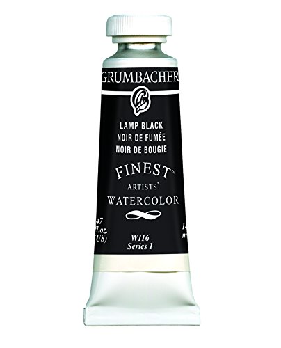 Grumbacher Finest Watercolor Paint, 14 ml/0.47 oz, Lamp Black