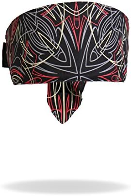 Red Grey White Pinstripe Road Wrap Headband Head Wrap Biker Bandanna Sweatband and Velcro
