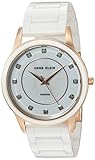 Anne Klein Women's AK/2392RGWT Diamond-Accented Rose Gold-Tone and White Ceramic Bracelet Watch