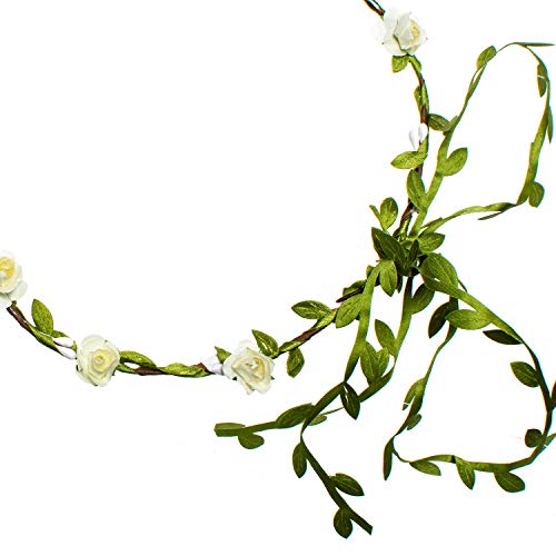 Joy Join Adjustable Flower Crown Festivals Headbands Garland Girls Hair Wreath photo props (White Flower)