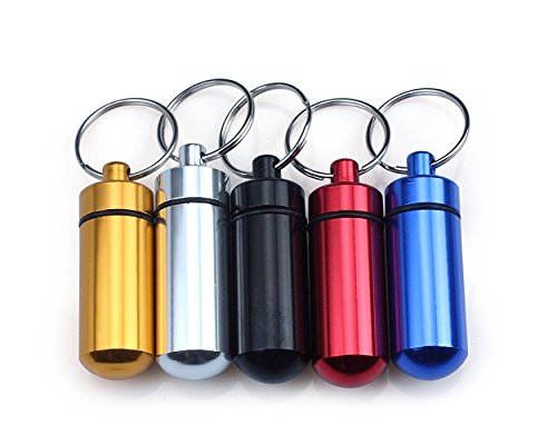 Ace Select Aluminum Pill Case 10 Pieces 1.9" Portable Waterproof Pill Fob Air-tight Drug Holder Keychain Medicine Capsule Containers for Geocaching Outdoor Travel