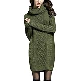 rocorose women's turtleneck ribbed elbow long sleeve knit sweater dress Buy Rocorose Women's Turtleneck Ribbed Elbow Long Sleeve Knit Sweater Dress, Camel, Large at Amazon.in