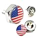 Aootf License Plate Screw Bolt Cap-American Flag Logo Metal Car License Plate Bolts Frame Screws Cover with USA Flag Sticker, License Plate Frame Security Fastener Kit with Anti-Rattle Foam Pads