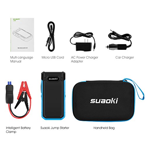 SUAOKI U10 800A Peak 20000mAh Portable Car Jump Starter (Up to 6.0L Gas or 5.0L Diesel Engines) Auto Battery Booster Power Pack Phone Charger With Smart Charging Ports, UL Certified