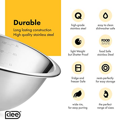 Klee 6-Piece Premium Stainless Steel Mixing Bowls with Measurements (Set of 6) - Thumbnail 5