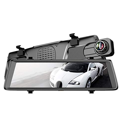 TOOGOO 10 Inch Full Screen 3G Contact IPS Universal Bundled Car Dash Cam Rear View Reversing Mirror with GPS Navi Bluetooth WiFi Android 5.0Dual Lens Fhd 1080P