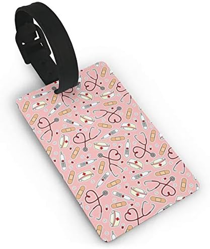 Nurse Print Pink Luggage Tags dentifier Label ID Address Holder Unisex ID Address Holder for Travel