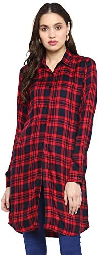 One Femme Women's Checkered Side Slit Tunic