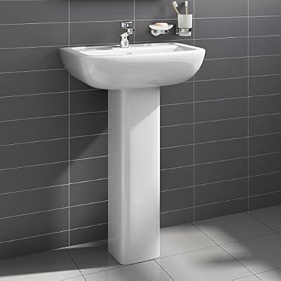 Short Projection Bathroom Pedestal Basin Compact Cloakroom Single
