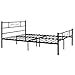 Metal Bed Frame Full Size, Yanni 10 Legs Mattress Foundation Two Headboards Black Platform Bed Frame Box Spring Replacement, Black
