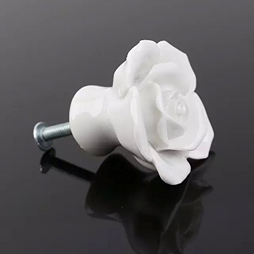 image for CSKB White 5 PCS 40mm Round Rose Ceramic Door Knob follow pattern love