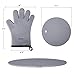 Aibrisk Silicone Oven Mitts and Pot Holders,4PCS Thicken Heat Resistant Flexible Non-Slip Surface Cooking Gloves and Potholders Trivet Mats for Safe Oven BBQ Kitchen Counter Hot Dishes or Pans（Gray）