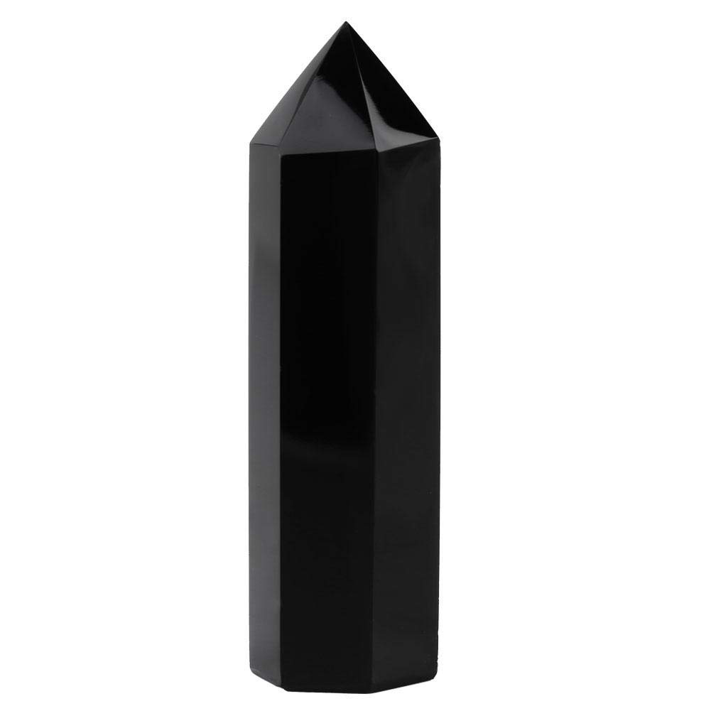 Hztyyier 1Pc Natural Obsidian Crystal Column Point Healing Hexagonal Wand Stone for Meditation Therapy Ornament Decoration Ornaments