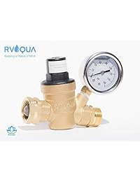 RVAQUA M11 45PSI ?regulador de presión de agua, RV ajustable sin plomo, reductor de presión de agua con calibrador y filtro de entrada inoxidable, calibre de 160 PSI