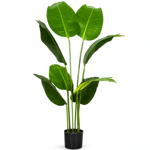 Keeplush Artificial Bird of Paradise Plant, 180 cm High, Large Artificial Indoor Plant, Artificial Banana Tree with 13 Leaves, Artificial Tree Indoor or Outdoor Living Room Office Garden Dec