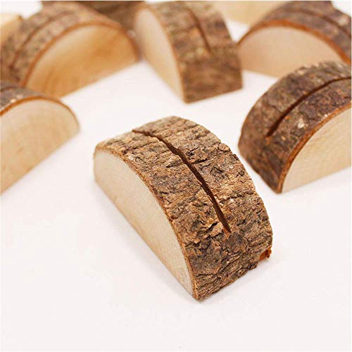 Aimyoo Wooden Card Holders - Rustic Real Wood Table Number Stands Picture Memo Clip Note Photo Clip for Home Party Decoration Wedding Favors (Pack of 50)