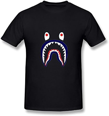 JUSTNICER Special Bape Shark.PNG Cotton Mens Unique Novelty Funny T Shirt Black