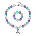 Pendant Necklace Bubblegum Toddler Sparkly Bead Necklace & Bracelet Jewelry Set for Kids First Birthday Gifts