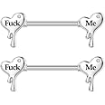 Niaspi 14G Surgical Steel Letter Nipple Rings for Women Girls Heart Piercing Barbell Cum Here Naughty Words Nipple Studs Nipplerings Body Piercing Jewelry