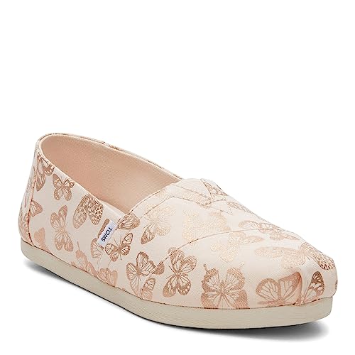 TOMS Chaussures Plates pour Femme Alpargata Print, Pink Buterfly, 35.5 EU