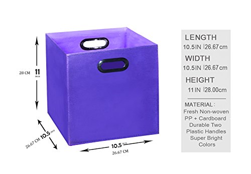 (6pack Yellow+Purple) Premium Style Storage Bins, Containers, Boxes, Tote, Baskets| Collapsible Storage Cubes Household Organization |Plastic Handles | Storages Drawer (3 Yellow 3 Purple Cubes) - Thumbnail 2