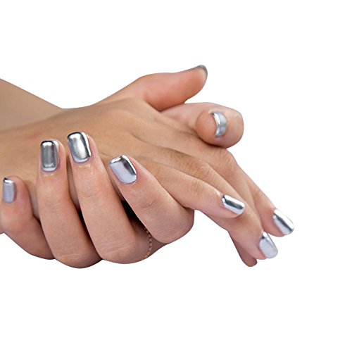 Mirror Nail Polish Plating Silver Paste Metal Color Mirror Silver Base Coat MALLCAS for Nail Art (Silver)
