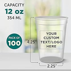 Custom Disposable Plastic Cups 12 oz. Set of