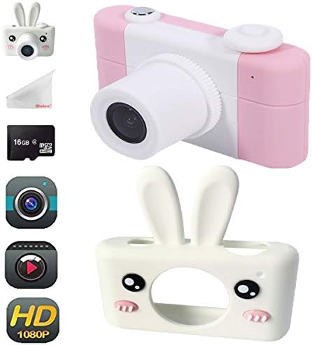 Balee Kids Digital Camera Mini 2 Inch Screen Children's Cameras 8MP HD Video Cameras Camcorder for Girls and Boys Included 16G TF Card and Silicone Soft Cover (White Rabbit)