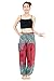 Banjamath®? Women's Smocked Waist Harem Hippie Boho Yoga Palazzo Casual Pants (M, Mandala Red)