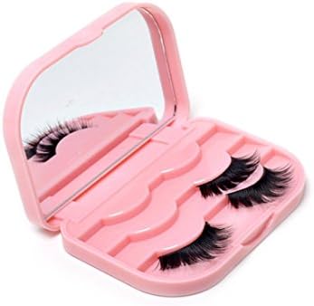 False Eyelash Case Holder - Three Tier Box, Organizer for Travel, Storage (Pink)