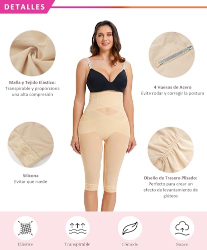 Eleady Pantalones Moldeadores de Cuerpo para Mujer Control de Abdomen Levantamiento de Glúteos Fajas Entrecruzadas Fajas de Cintura Alta Panties Adelgazantes de Muslos