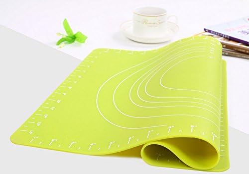 HOCUS™ Silicone Baking Mat with Measurements for Rolling Dough, 100% Food Grade Silicone Non Stick Non Slip Large Pastry Sheet Thickened Mat for Making Pizza, Pie (19.5" x 15.5", Green)