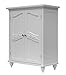 Teamson Home Versailles Wooden Freestanding Floor Storage Cabinet with 2 Adjustable Interior Shelves 3 Storage Spaces and 2 Floral Scroll Doors, White