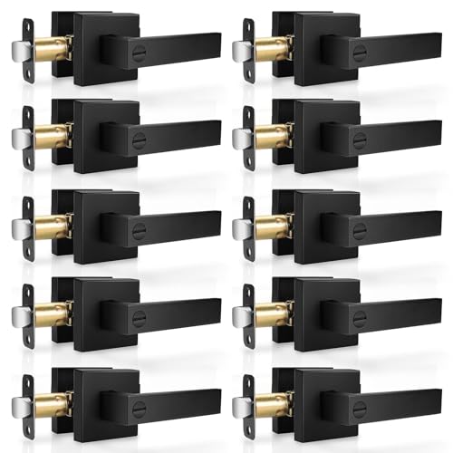 10 Pack Matte Black Door Handles Privacy Door Levers, Interior Door Knobs