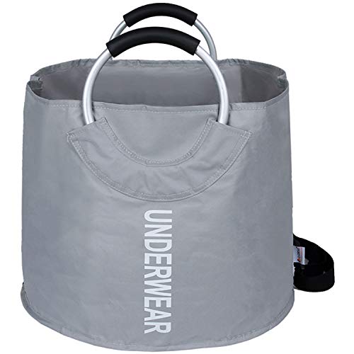 Clorso X-Large Laundry Basket Bundle with Small Bag for Delicates, Collapsible Fabric Laundry Hamper, Foldable Clothes Bag, Folding Washing Bin (Gray)