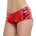 CHICTRY Women's Wet Look Faux Leather Underwear Open Crotch Mini Booty Panties Red Medium(Waist:27.5-39.0