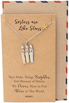 Quan Jewelry Sisters and Star Pendant Necklace, Birthday Gifts for