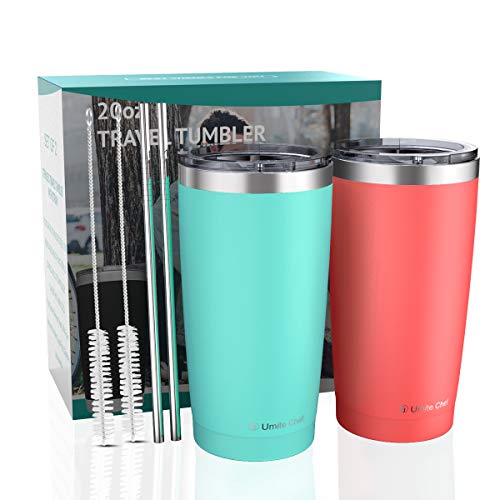 2 Pack 20oz Insulated Tumblers with Lid & Gift Box Stainless Steel