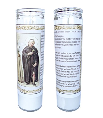 St Peregrine Patron Saint of Cancer Victims Set of 2 Candles with Prayer in the Back
