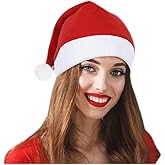 Festive FInd Santa Hat, Unisex Velvet Comfort Christmas Hat, Medium Loft Faux Fur for Christmas New Year Festive Holiday Party Supplies