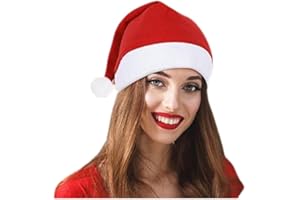 FESTIVE FIND STORE Festive FInd Santa Hat, Unisex Velvet Comfort Christmas Hat, Medium Loft Faux Fur for Christmas New Year Festive Holiday Party Supplies