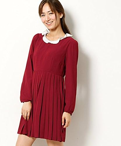 Amazon アースミュージック エコロジー Earthmusic Ecology ミニラッフル衿プリーツワンピース 118ボルドー S ワンピース チュニック 通販