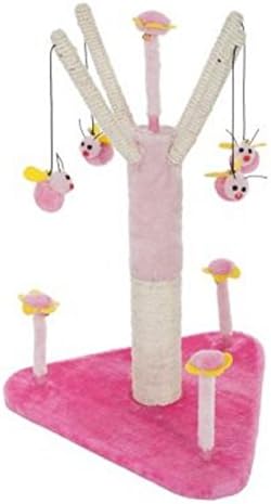 Triangle-Shaped Base Charming Cat Tree - It Has Plush-Covered, Cute Flying Bees And Bendy Flowers With Little Bells As Well As A Sisal Covered Post - Perfect For Kittens By eCommerce Excellence